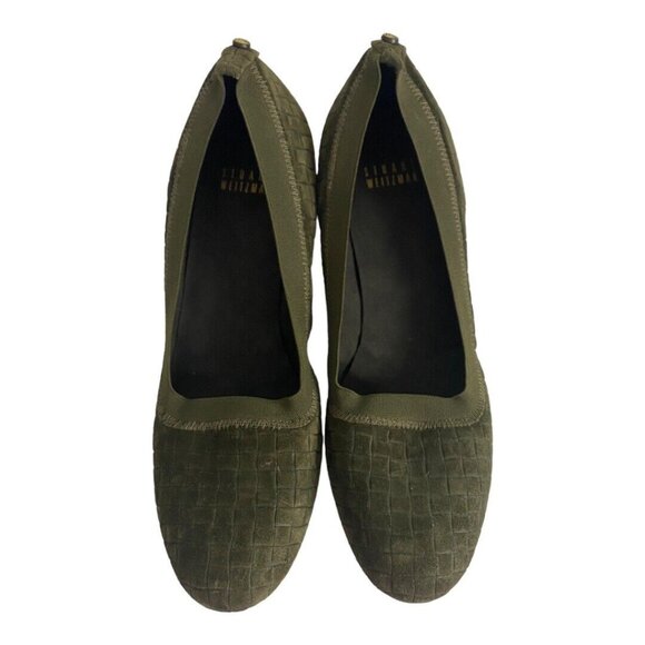 Stuart Weitzman Womens Shoe Size 8.5N Suede Green Textured Wedges Pumps Normcore - Picture 9 of 12